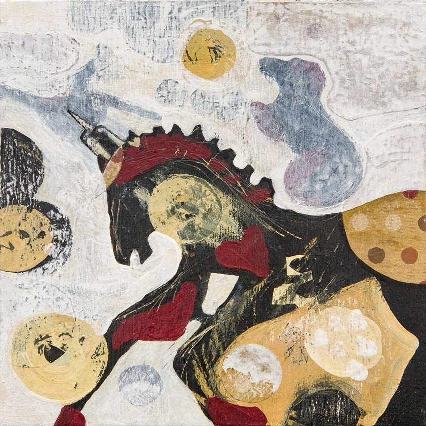 Dog Pony — mixed media painting by Marjorie Claus