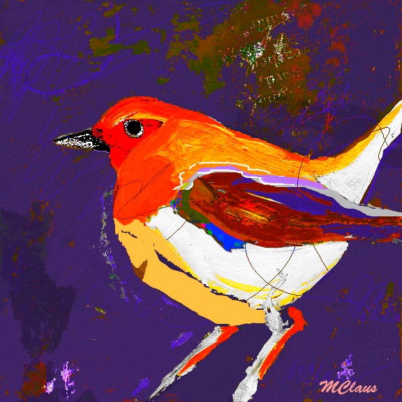 Purple Tanager — mixed media painting by Marjorie Claus