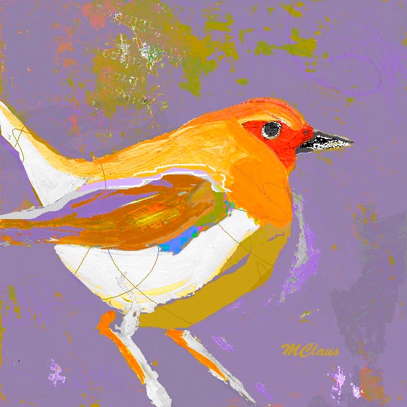 Violet Tanager — mixed media painting by Marjorie Claus