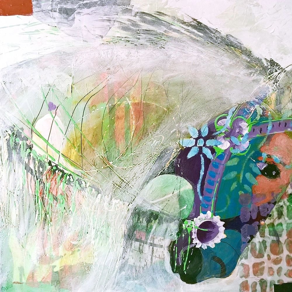 Carousel Pony — mixed media painting by Marjorie Claus