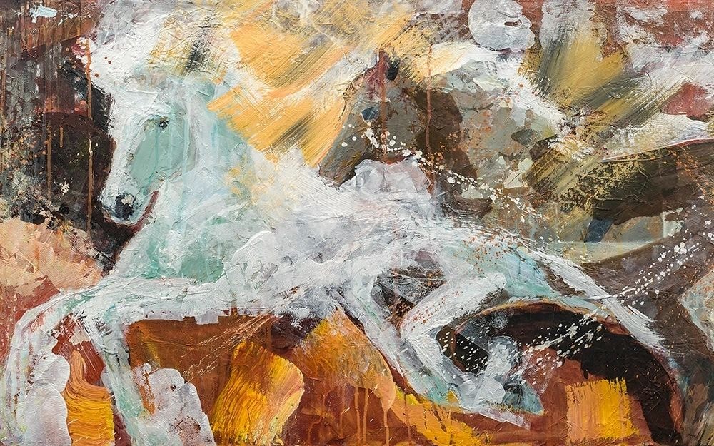 Heavenly Dancers — mixed media painting by Marjorie Claus